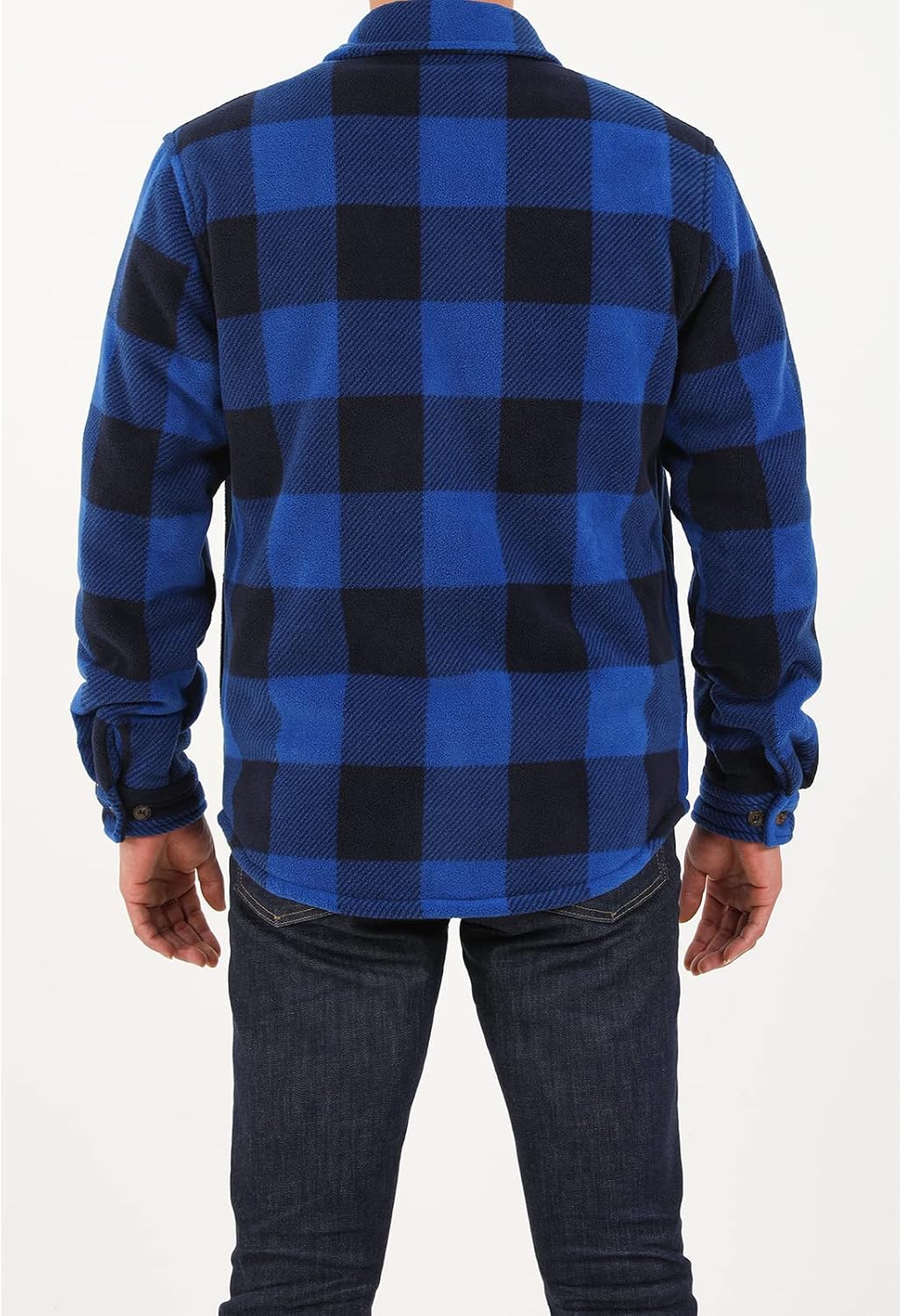ZENTHACE Men's Warm Sherpa Lined Plaid Shirt Jacket image 3