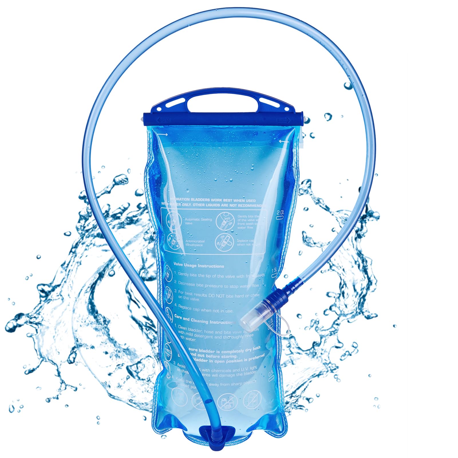 2L Bolsa de Agua Portátil,Bolsa de Hidratación,Vejiga de Hidratación,Bolsa de Agua a Prueba de Fugas,Con Tubo Aislante,Fácil de limpiar,Adecuado para Camping, Montañismo, Senderismo, Ciclismo