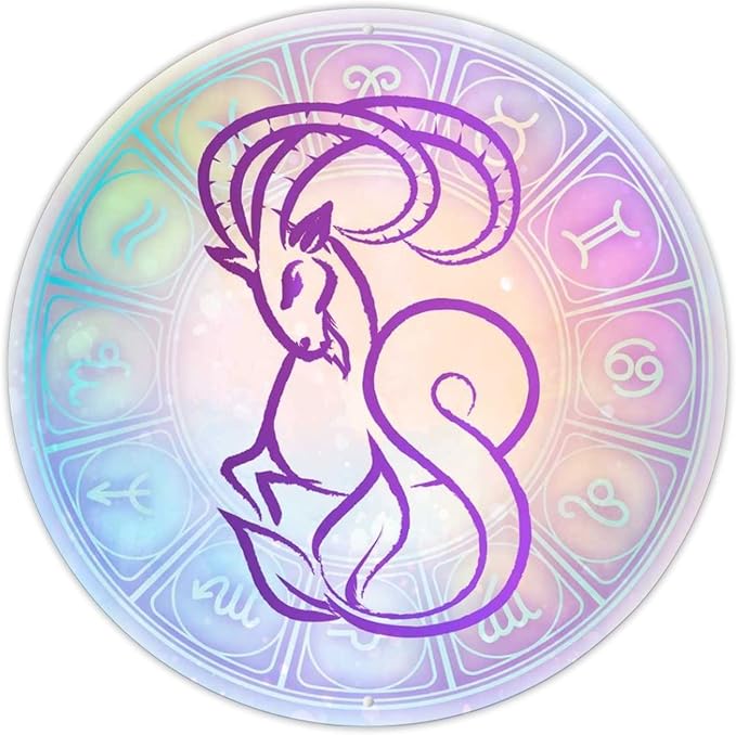 Colorful Rainbow Aries Vintage Metal Sign Wall Art Zodiac Constellations Vintage Metal Sign Poster Astrology Rainbow Aries Zodiac Men Cave Bar Decor Metal Tin Sign for Pub Restaurants Cafe Club