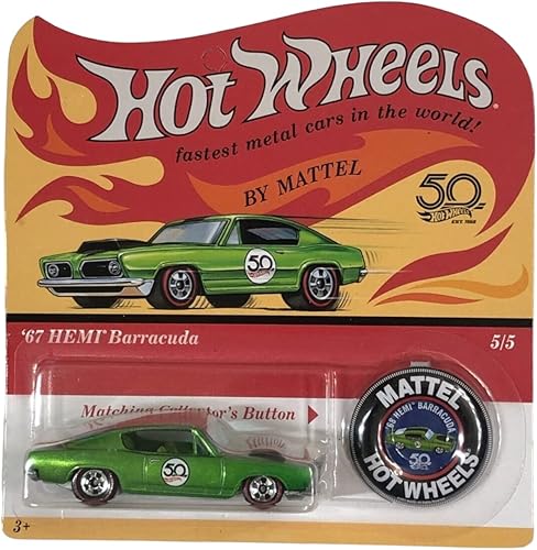 Miniatura 6 de Hot Wheels 2018 50th Anniversary Redline - Juego completo de 5 vehículos fundidos a presión con botones de coleccionista