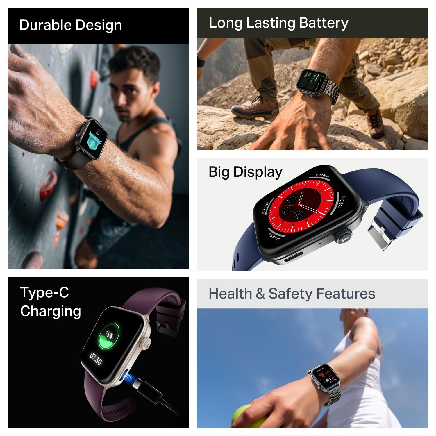 boAt Storm Call 4 India's first Smartwatch with Type-C Charging,1.96”(4.97 cm) HD Display, Functional Crown, BT Calling, Sports Modes, Heart Rate, SpO2, Sleep & Stress Tracking, SOS, IP68(Velvet Wine) — Amazon image 2