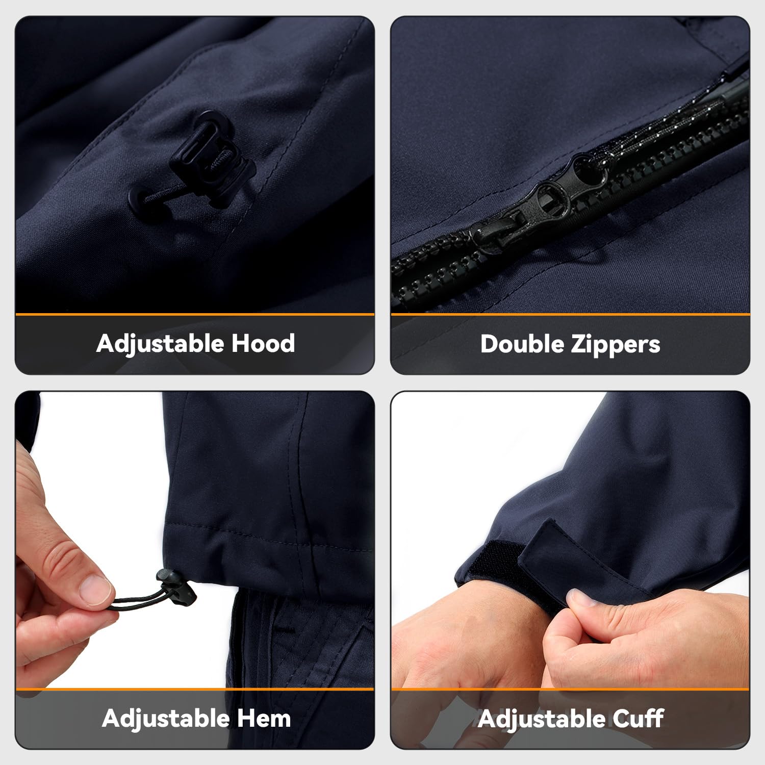 Abrigo Impermeable para Hombre Chaqueta para La Lluvia de Montaña al Aire Libre Cortavientos Ligero Chaqueta Informal de Otoño para Senderismo y Pesca