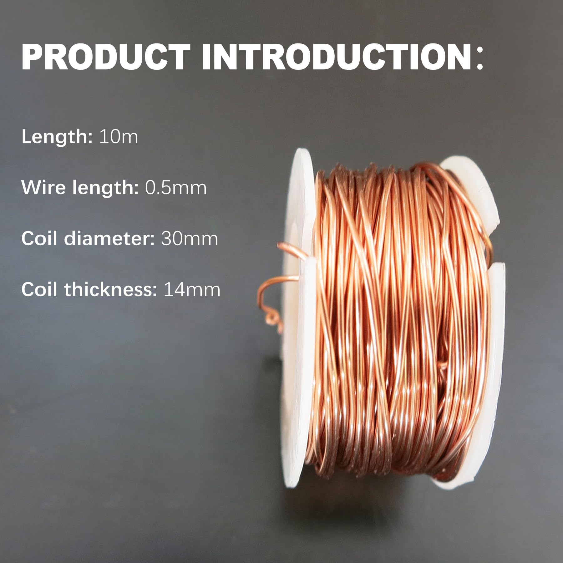 Alambre de Cobre Esmaltado Magnético, 10M 0,5MM, Hilo de Cobre para Manualidades y Electroimán, Tricotin y Bonsai, Alambre Soldadura y Reparación