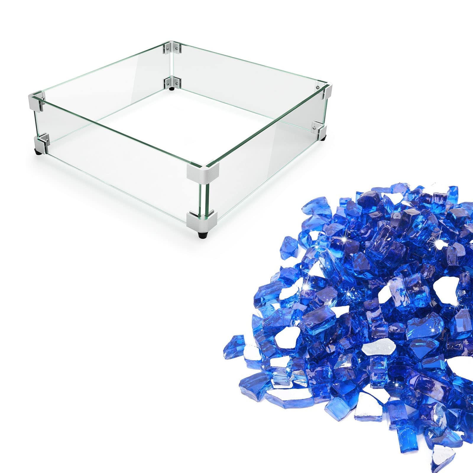 Buy PRO 2 Pieces Fire Pit Accessories 17.5" Square Fire Pit Glass