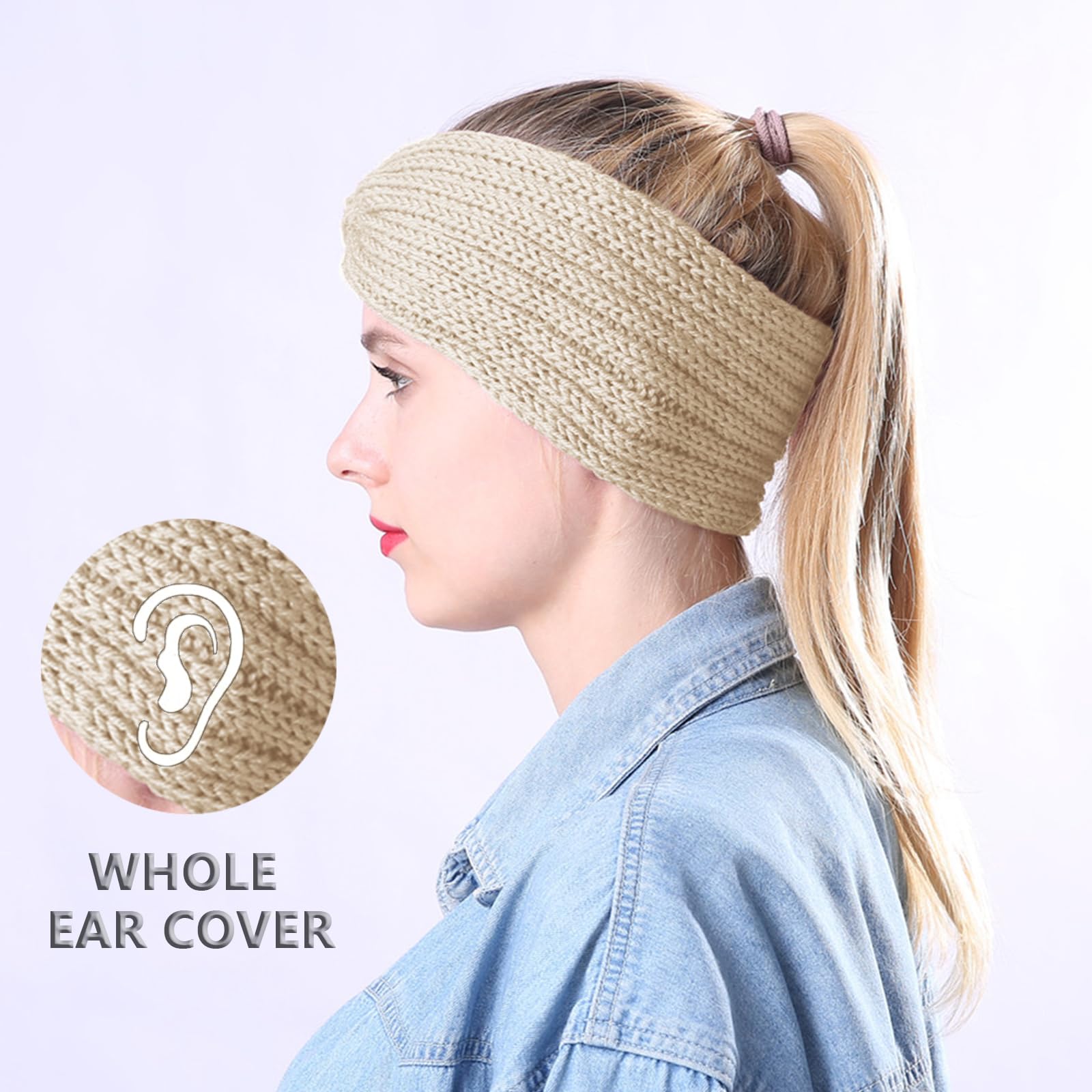 Sofier Winter Headbands for Women 2 Packs Knit Ear Muffs With Thick Fleece Amazon.com: Epsoco Women main image 2