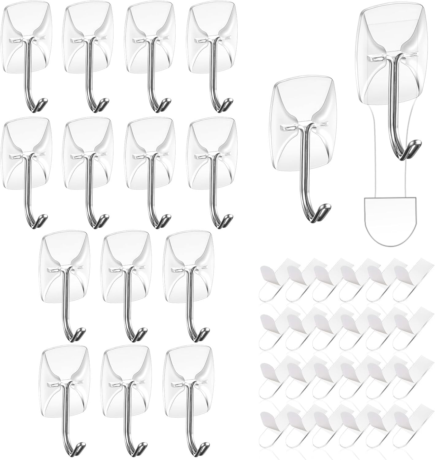 Ainiv Wire Toggle Hook, 16 Clear Hanging Hooks with 24 Adhesive Strips