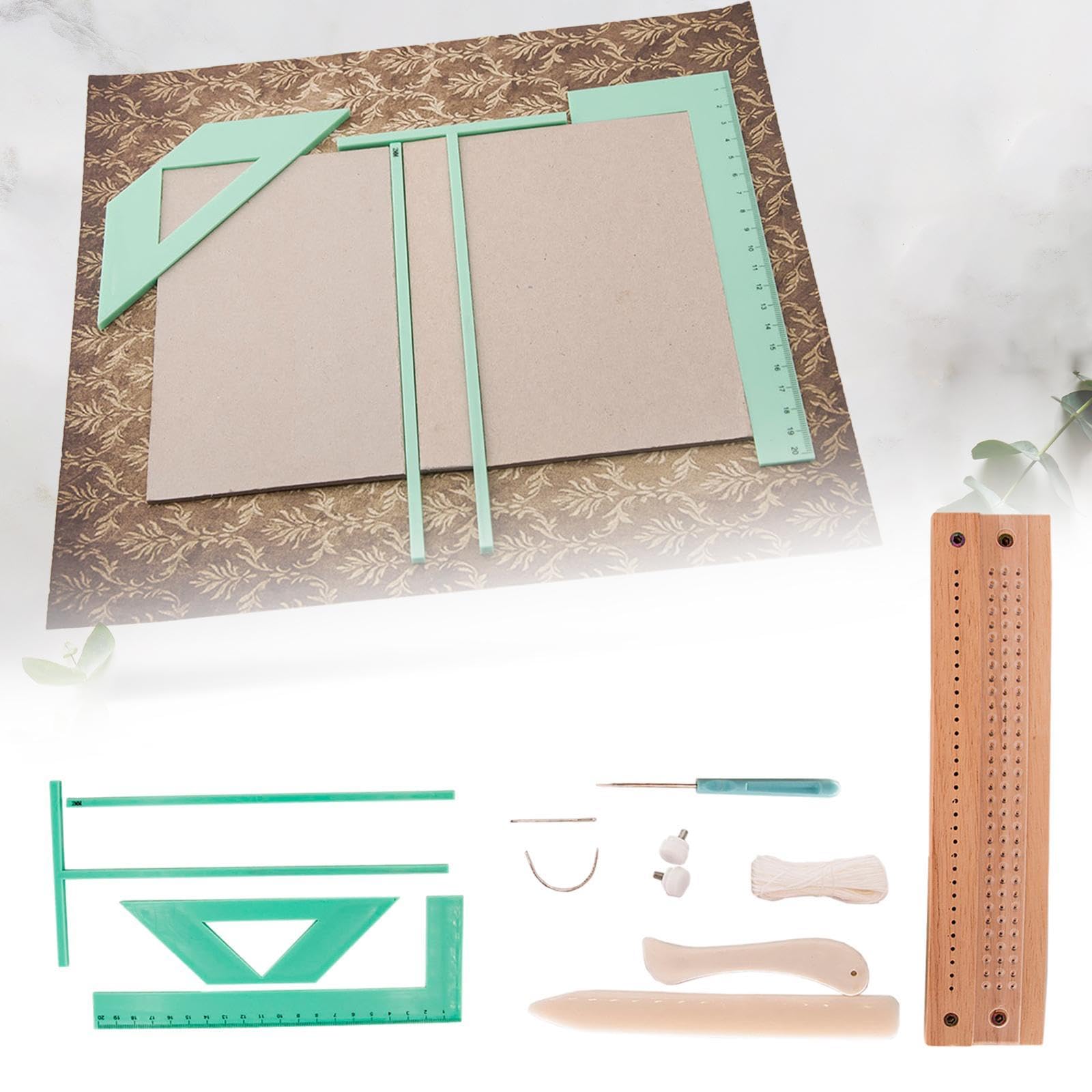 Jojomis Kit di Rilegatura Libri Manuale con Base Legno e Strumenti - Set Completo per Rilegatura Fai da Te Artigianale