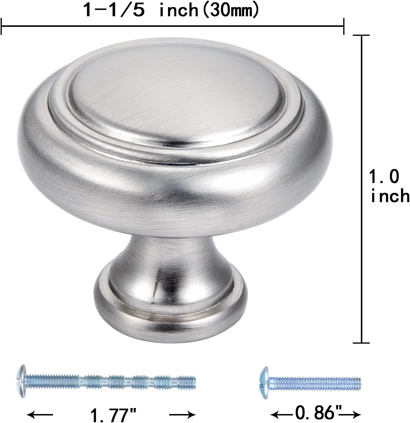Round Drawer Knobs and Pulls - 10 Pack / 1.4 Inch(36mm), Cabinet Knobs Brushed Nickel, Stylish Drawer Knobs for Office Cabinets, Bathroom Cabinet Knob, Kitchen Decorative Hardwares