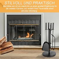 Vnierxful 5 részes kályha kiegészítő szett 49 cm fa nyéllel, vasból, fekete 6