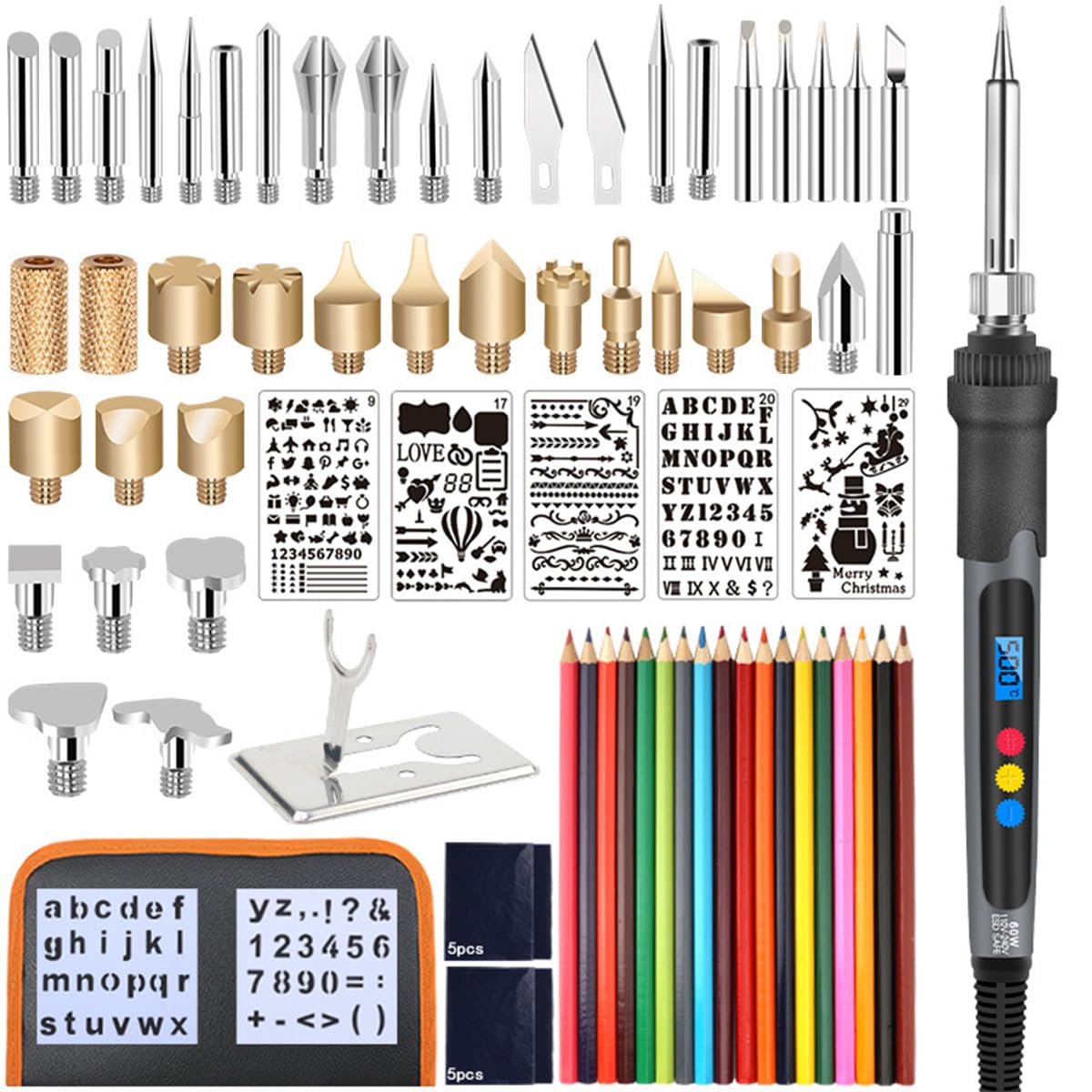 Serplex® Set of 75pcs Pyrography Wood Burning Pen Kit 2 in 1 Engraving Pen Tool Soldering Iron Tool Adjustable Temperature LCD Carving Pen Kit for Artcraft, Leather Craft, Woodcraft (B0CPHV4TVX) Amazon Price History, Amazon Price Tracker