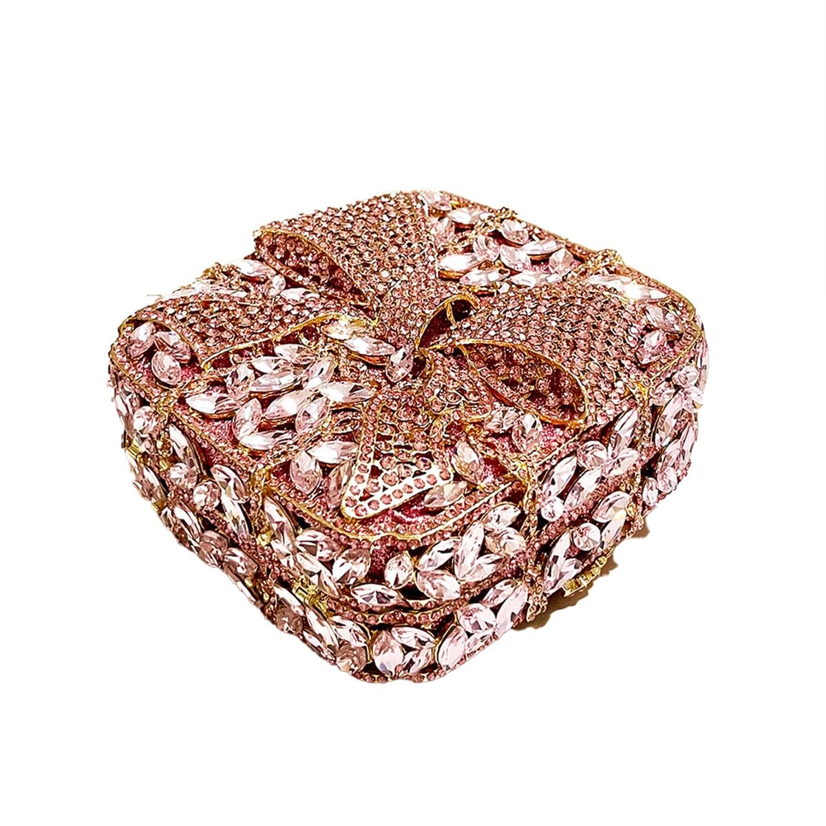 Shining - Bolso de mano para mujer, diseño de lazo y cristal, con diamantes de imitación, para boda, fiesta de graduación