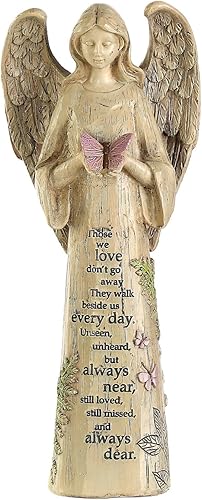 Miniatura 1 de DUSVALLY Estatua de ángel de resina de 10 pulgadas de alto con pájaro, figura de ángel de jardín, decoración al aire libre, escultura de jardín de