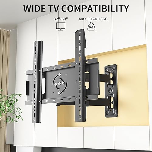 Miniatura 3 de 55 Soporte de pared vertical para TV, brazo giratorio giratorio que se adapta a la mayoría de 32-60 pulgadas, soporte de pantalla plana curvada LED