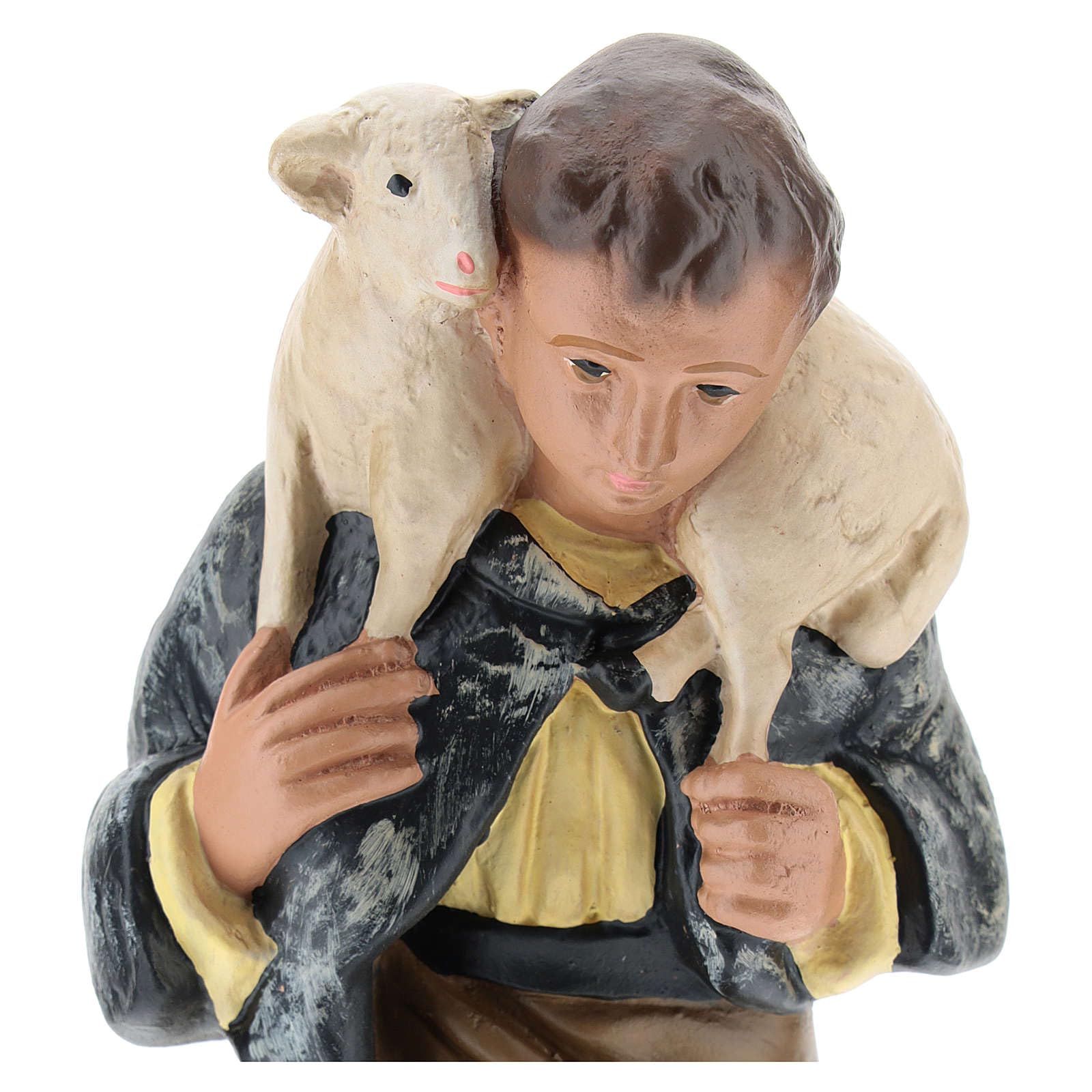Holyart Presepe gesso Arte Barsanti: Statua pastore inginocchiato con pecora presepe 20 cm Arte Barsanti