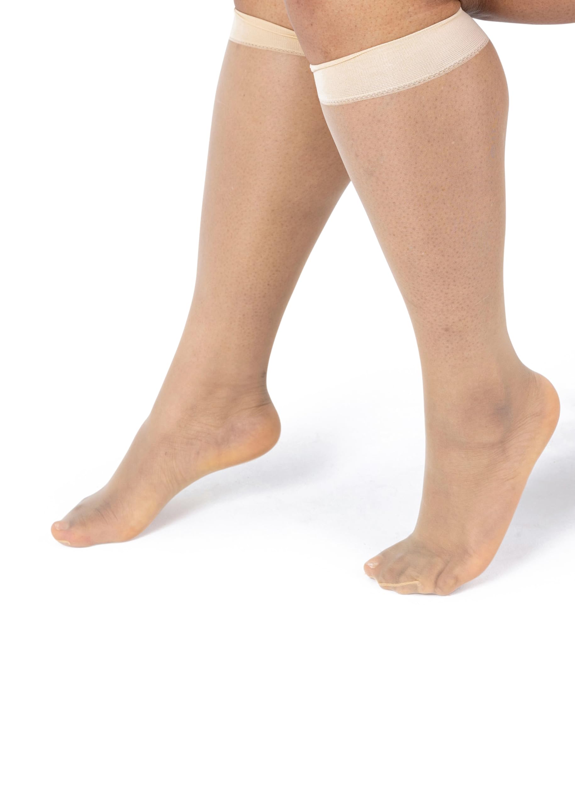 Plus Size Knee High Socks for Women | 15D Sheer Stockings, Nylon Knee Highs