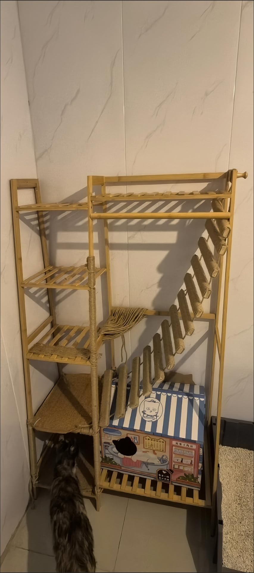 Pont d'échelle pour chat pour mur, cadre d'escalade, corde d'escalade pour chat, jouets, arbre à chat d'extérieur, corde en sisal, cadre d'escalade, meubles pour animaux de compagnie (A, 100 cm, 1)