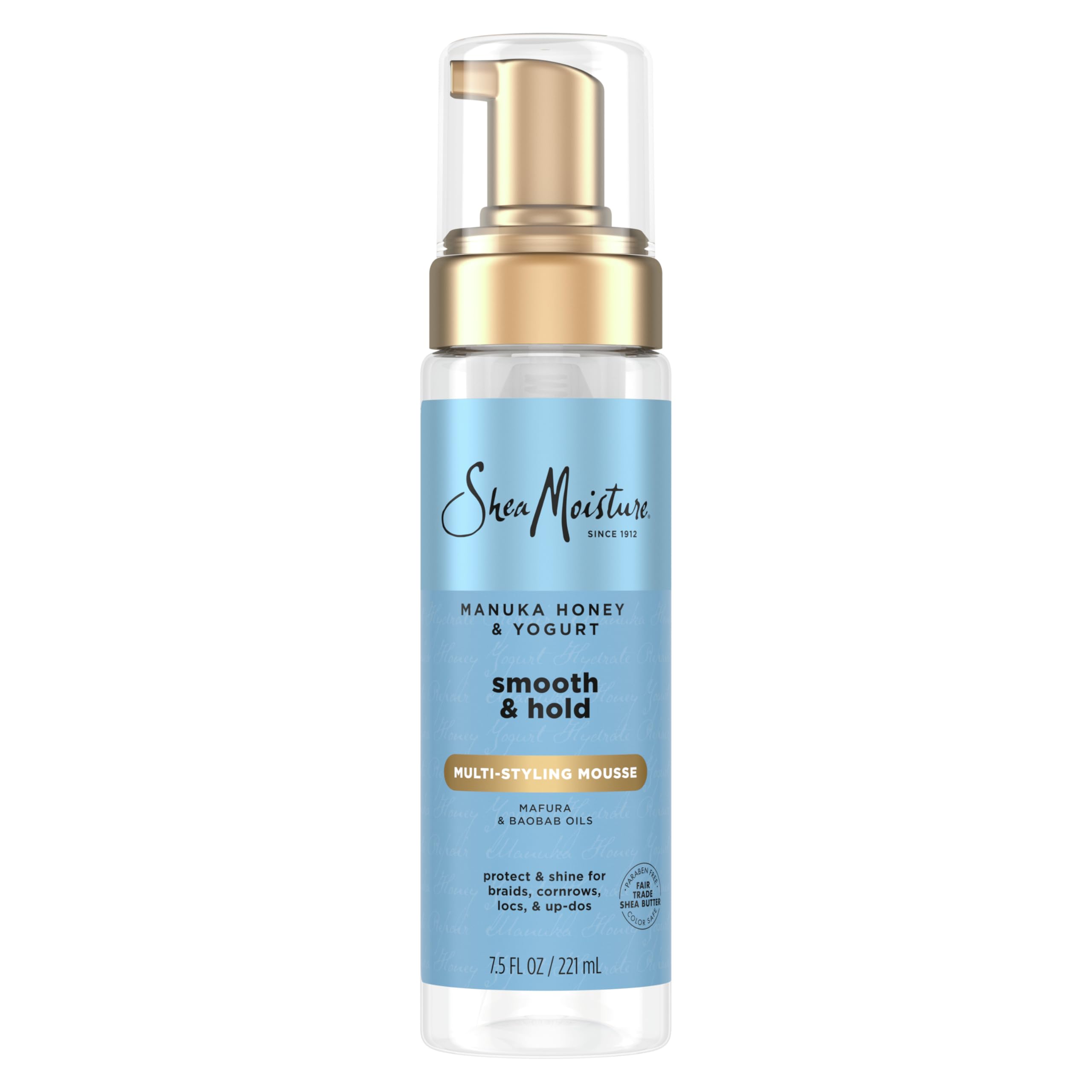 SheaMoisture Manuka Honey & Yogurt Smooth & Hold Multi-Styling Hair Mousse for Nourishment 7.5 oz
