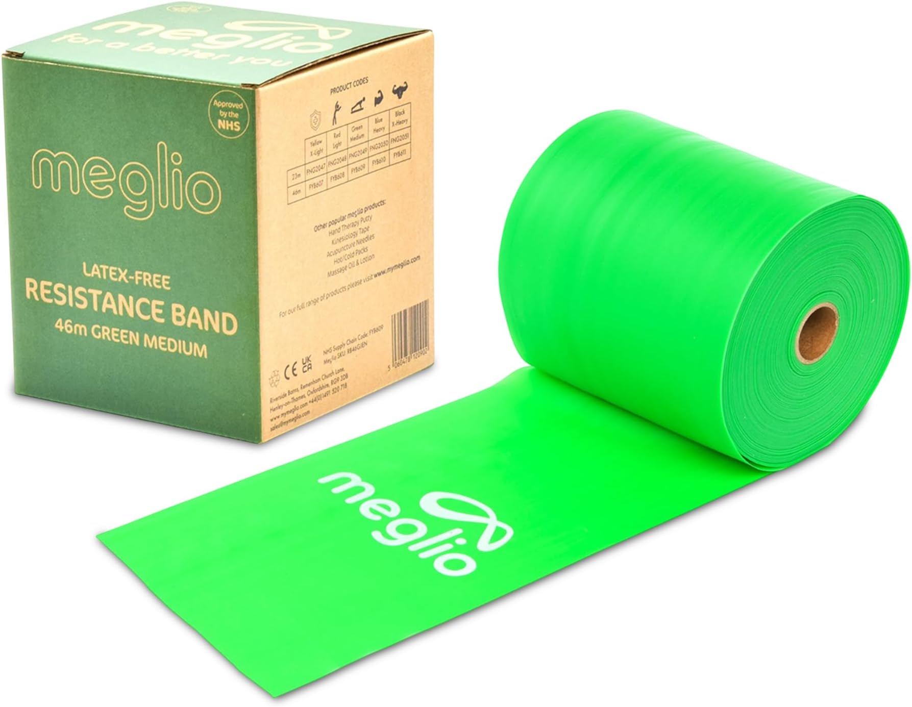 Meglio Resistance Bands Roll - Latex Free Exercise Bands for Building Strength, Pilates Band for Fitness, Flexibility, Physiotherapy, Stretching & Yoga Bands | (46 Meter)