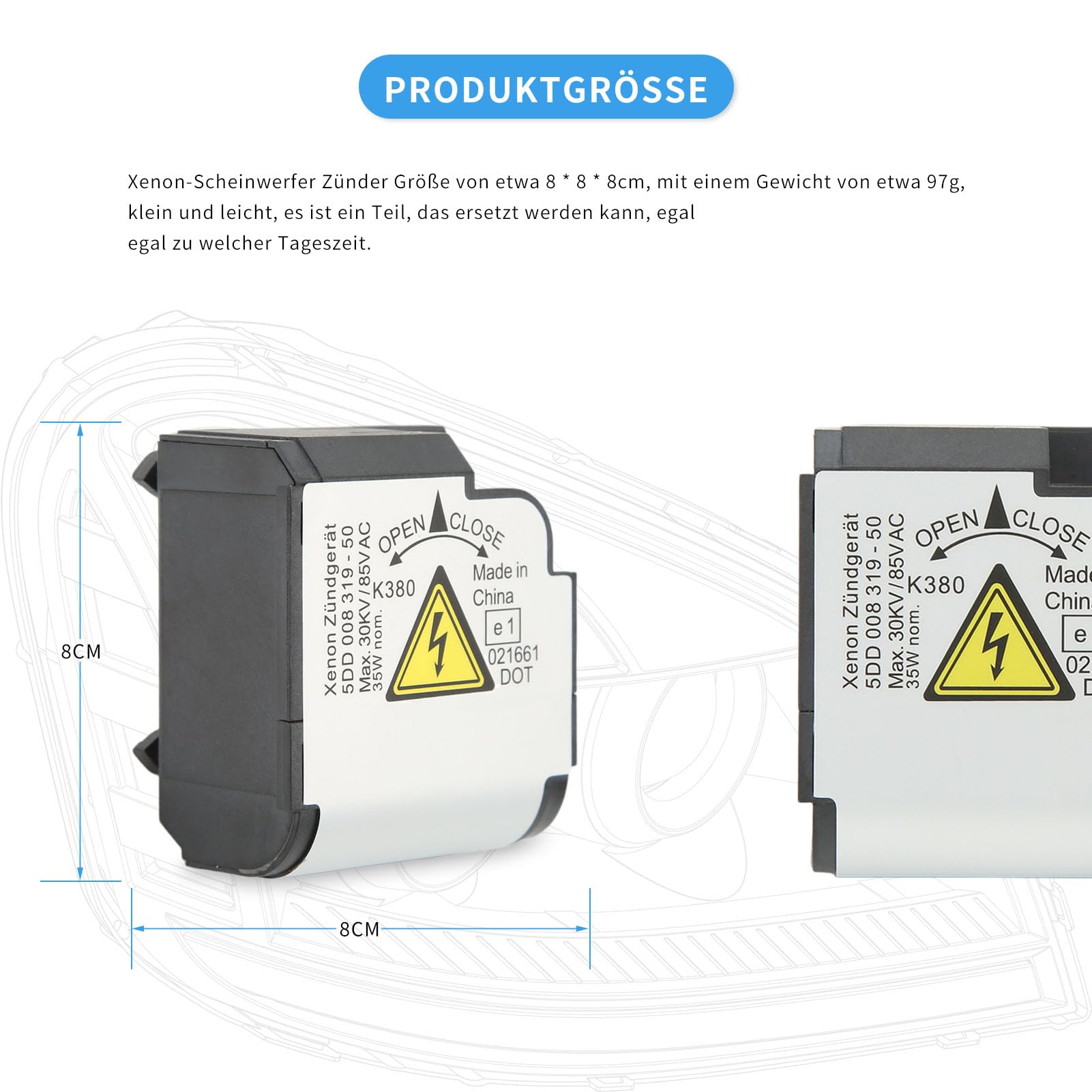 Xenon HID Arrancador de Encendido, Soporte de Encendido de Bombilla de Xenón Estable a Prueba de Golpes, Conector y Juego Estándar OEM 5DD008319-50 Xenon HID para Coche
