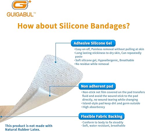 Miniatura 2 de Vendajes adhesivos de silicona para pieles sensibles, vendajes de eliminación sin dolor para niños y ancianos, 55 unidades de tamaños surtidos,