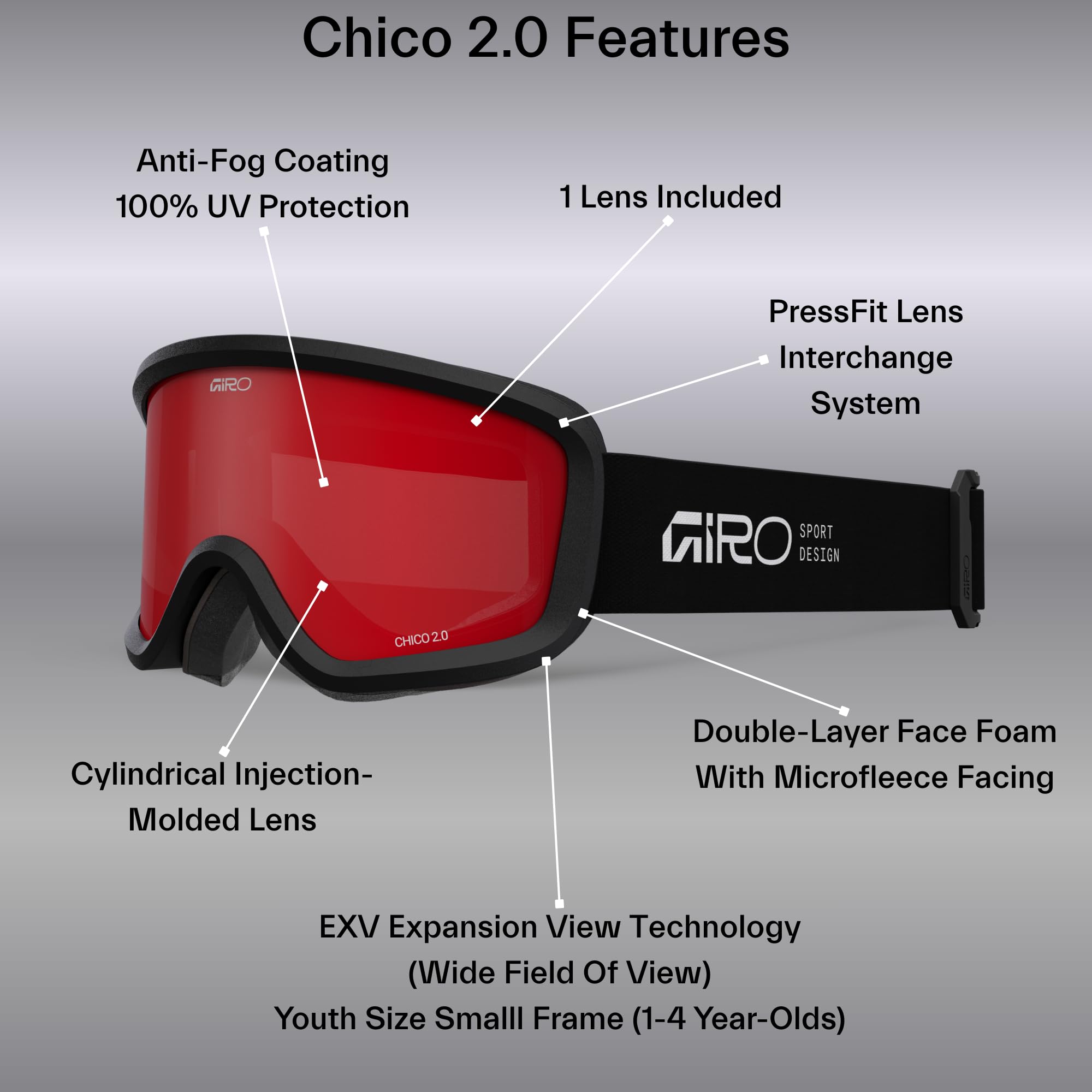 Giro Chico Occhiali da sci. Unisex - Bambini e ragazzi