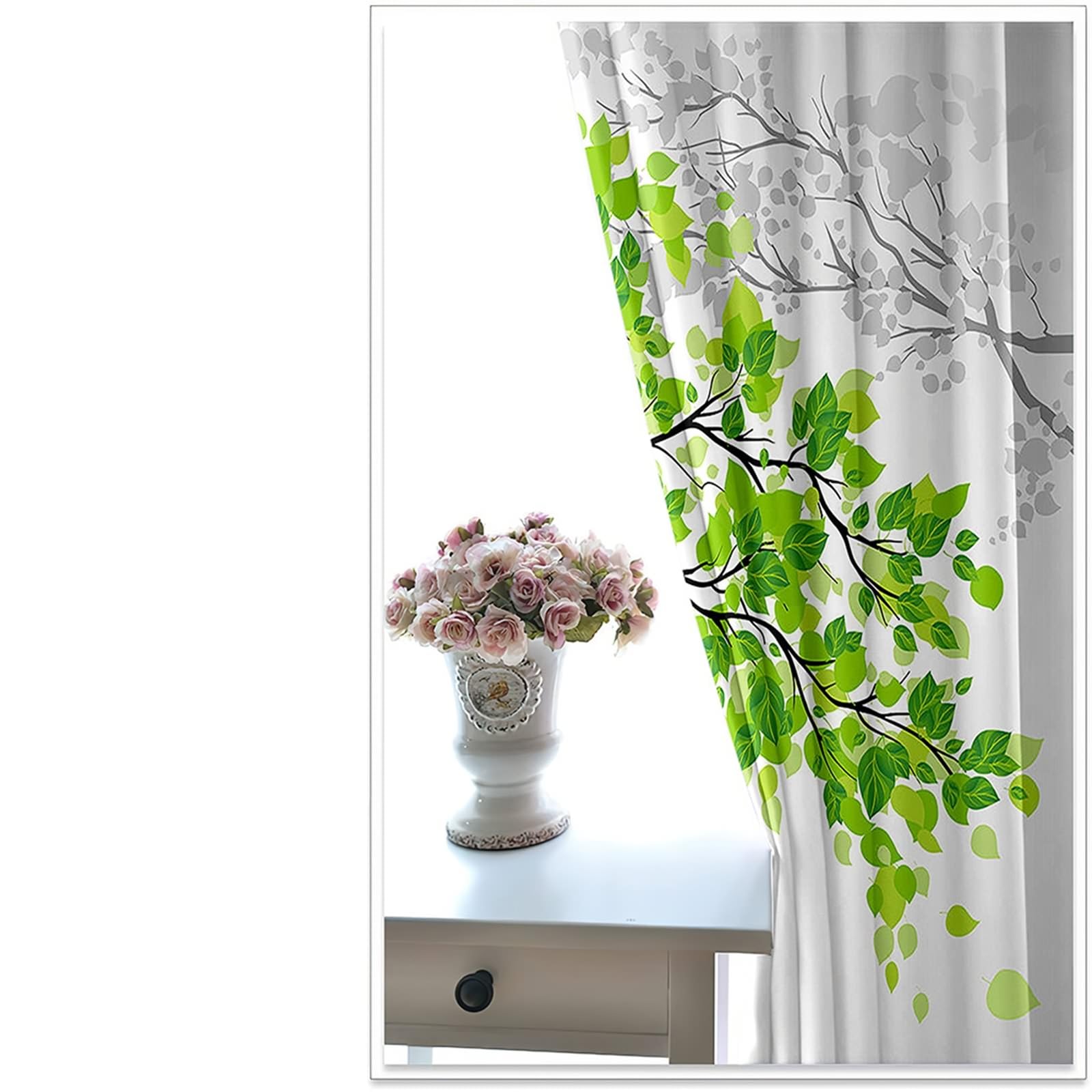Gualiy Vorhänge 2er Set, Vorhänge 86x214cm Zweige und Blätter Blickdichter Vorhang
