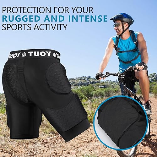 Miniatura 15 de TUOY Adult Padded Compression Shorts 5-Pad Football Girdle Hip Thigh Protector