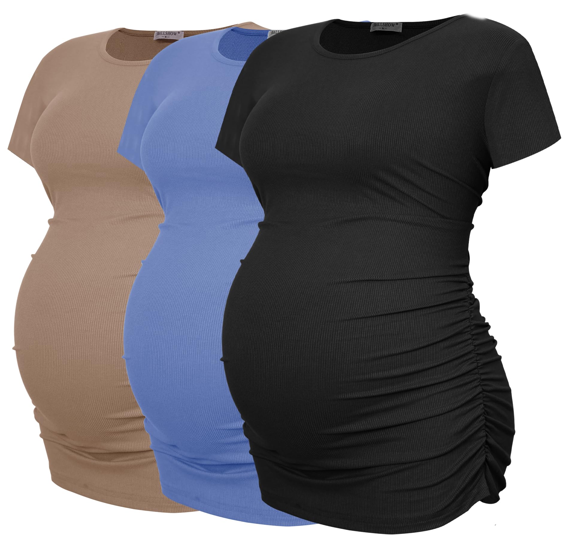 Smallshow Lot de 3 Tops Maternité Manches Courtes Tee Shirt Grossesse Femme