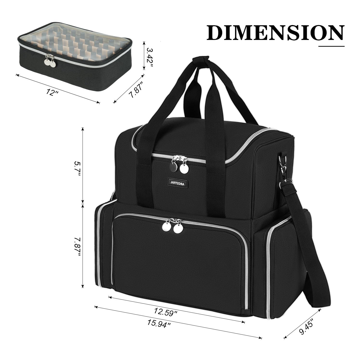 Estuche Organizador de Esmalte de uñas, Organizador de uñas de Doble Capa y Almacenamiento, Bolsa de Transporte de Suministros de uñas de Viaje para tecnología de Arte de uñas y Herramientas de