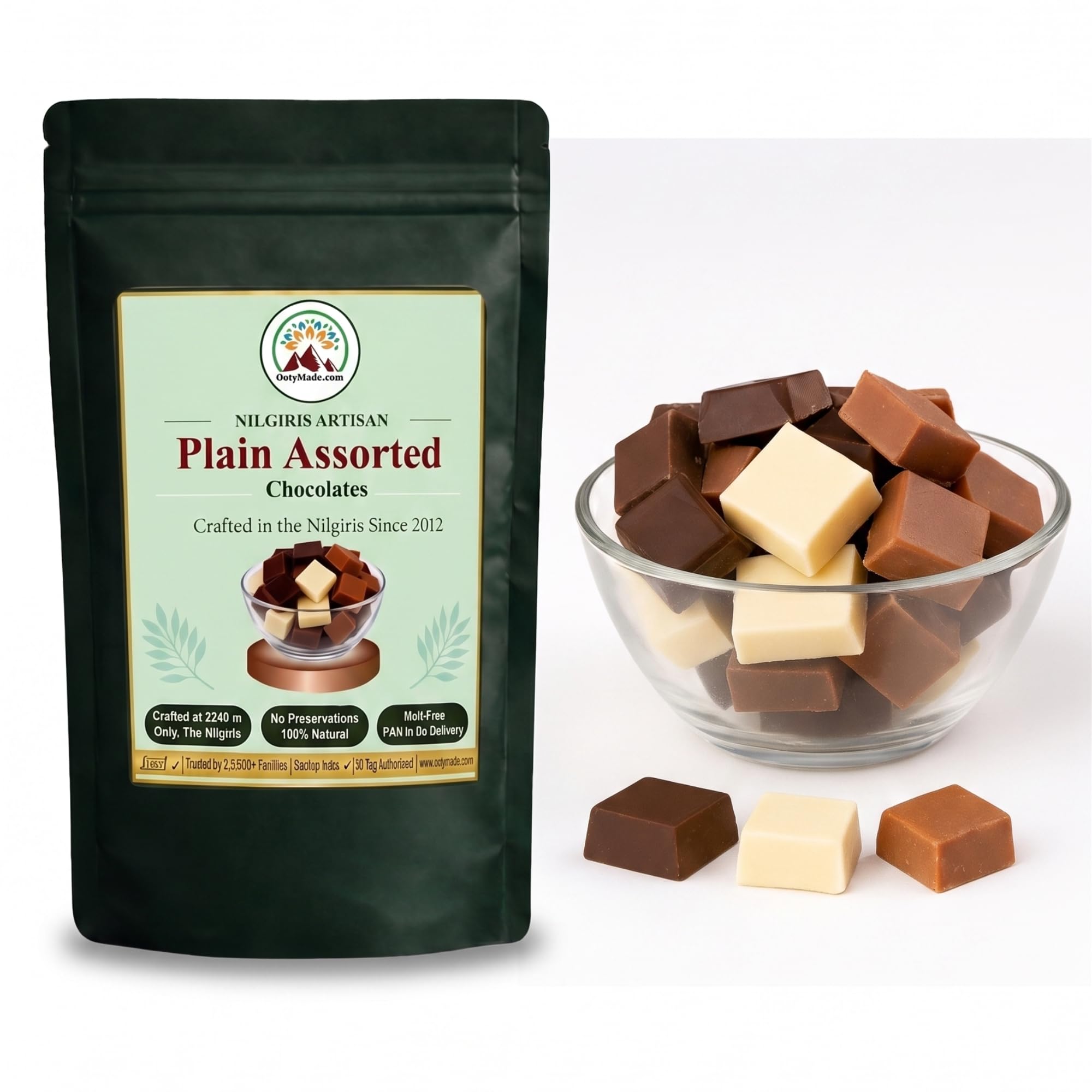 OotyMade.com Homemade Assorted Plain Chocolates Bar - 500 Grams | Organic, Vegan, Hand Made | Ideal Gift Pack, Chocolate Combo Box from Ooty-image-36