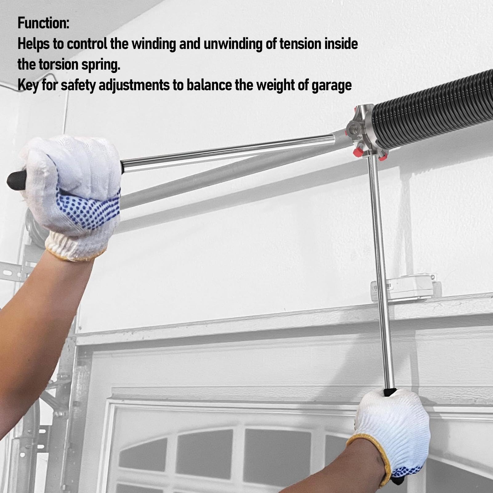 YWBL-WH 2 Pezzi Barre di Avvolgimento a Molla di Torsione per Garage Barre di Avvolgimento Hardware per Portello per Garage Strumenti di Regolazione per Molla di Regolazione con