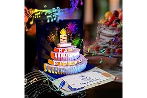 Birthday Greeting Card with 3D Birthday Cake Light and Melodies for Family and Friends