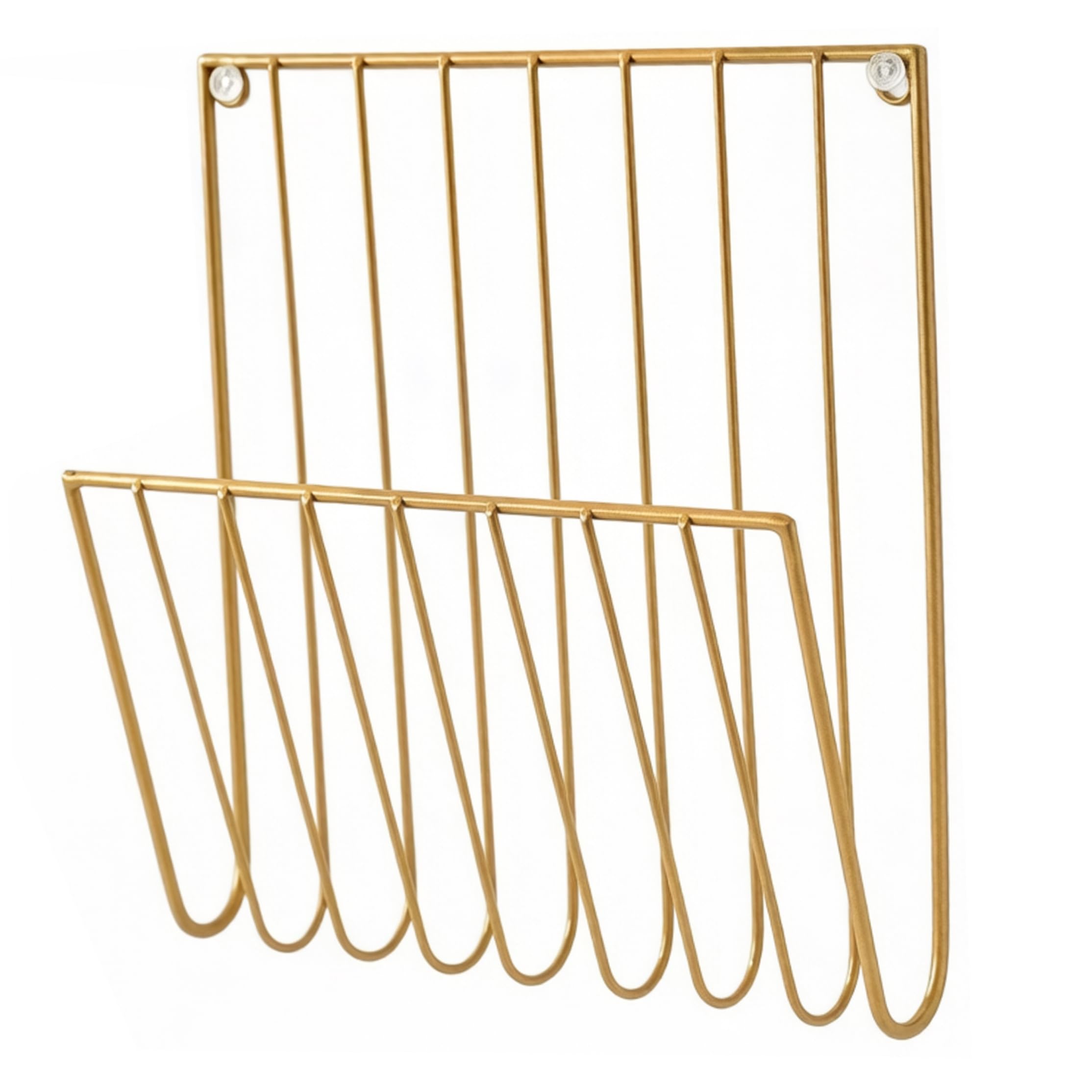 Ameble Magazine Rack Wall Mounted Magazine Rack Sturdy Iron Letter Holder For The Home - Gold Space-saving Wall Organizer For Magazines Letters Newspapers