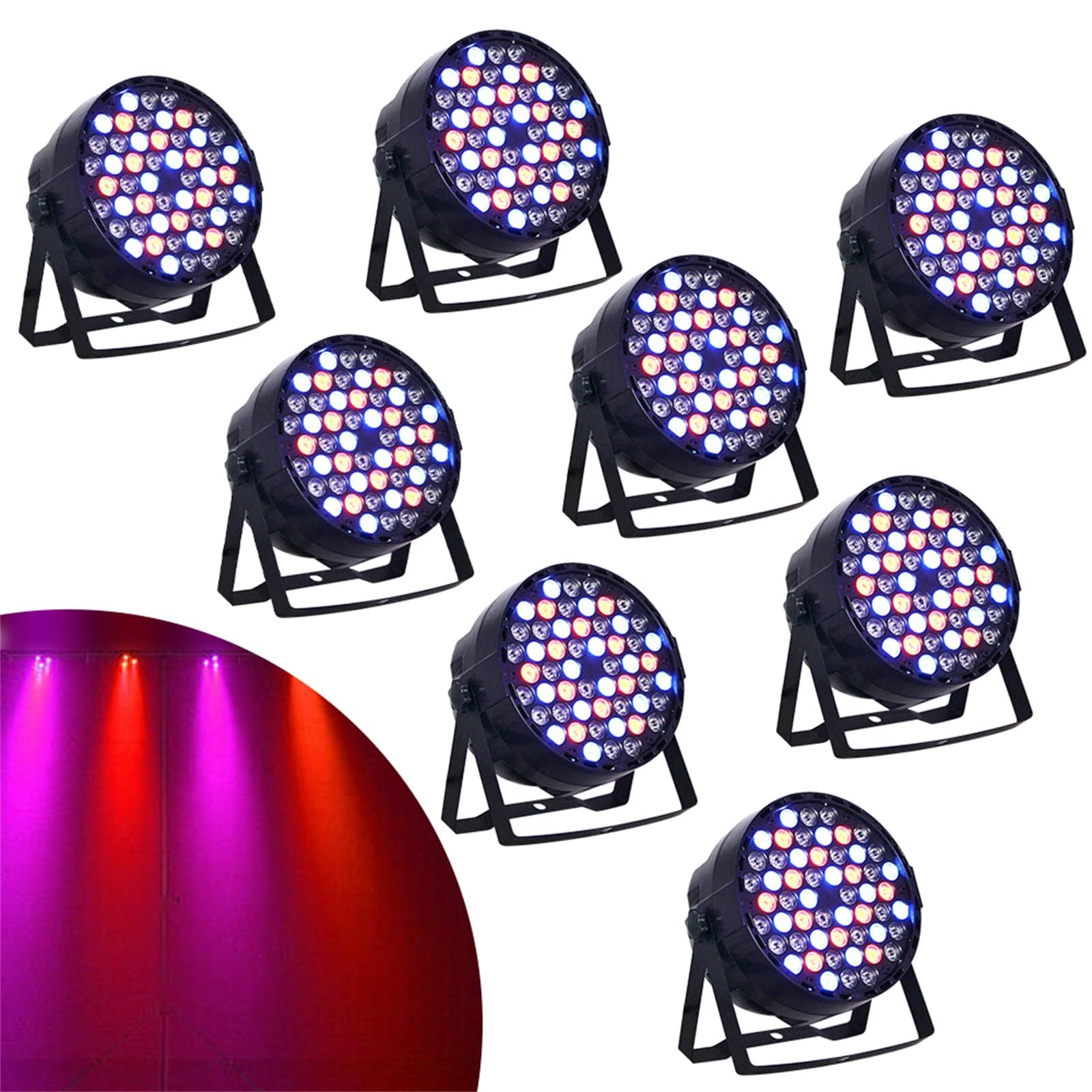 Dsmsseym 54W RGBW LED Stage Light, 8Pcs DMX512 Club DJ Party Disco Lighting for Home Party Wedding DJ Show Club Concert Dance Floor Lighting