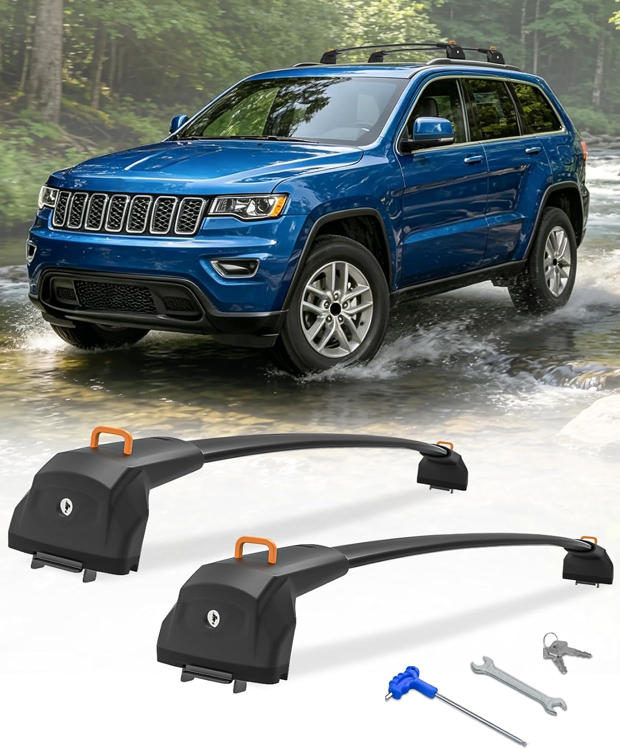 360lbs Roof Rack Cross Bars Compatible with 2011-2021 Jeep Grand Cherokee
