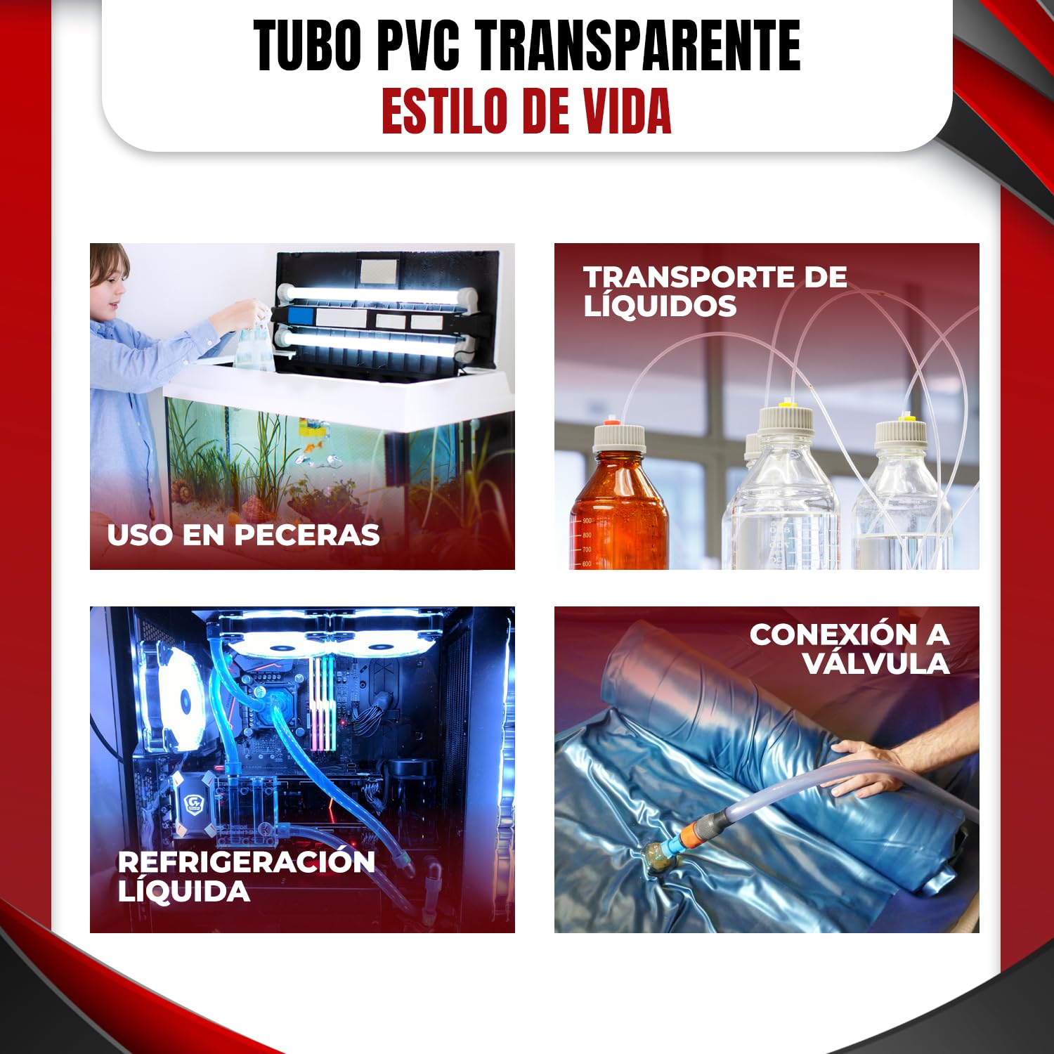 Tubo PVC, Tubo flexible PVC 4mm x 2mm, (10 Metro) transparente para aire y líquidos. Ideal para acuarios, bebederos, riego por goteo y proyectos DIY - Alimenticio seguro, flexible y fácil de instalar.