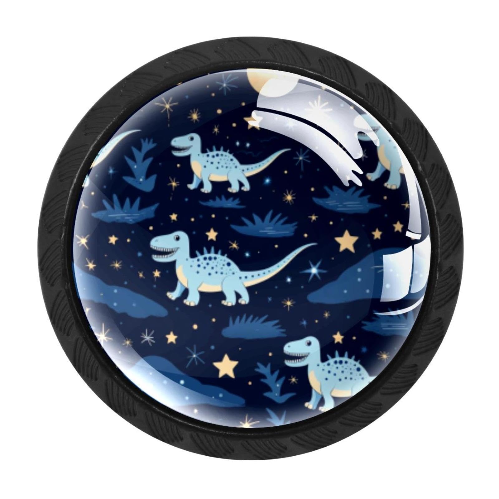 CHENZZZZ 4 Pack Round Cabinet Knobs for Kitchen Bathroom Closet Dresser Cabinets, Starry Dinosaur
