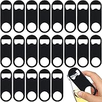 Remerry 50 Pack Stainless Steel Flat Bottle Openers - Bulk Black Bar Keys for Beer Soda Bartending, 3.4x1.3 Inch Portable