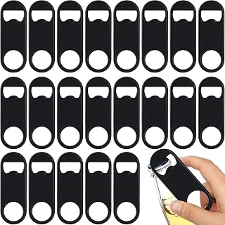 Remerry 50 Pack Stainless Steel Flat Bottle Openers - Bulk Black Bar Keys for Beer Soda Bartending, 3.4x1.3 Inch Portable