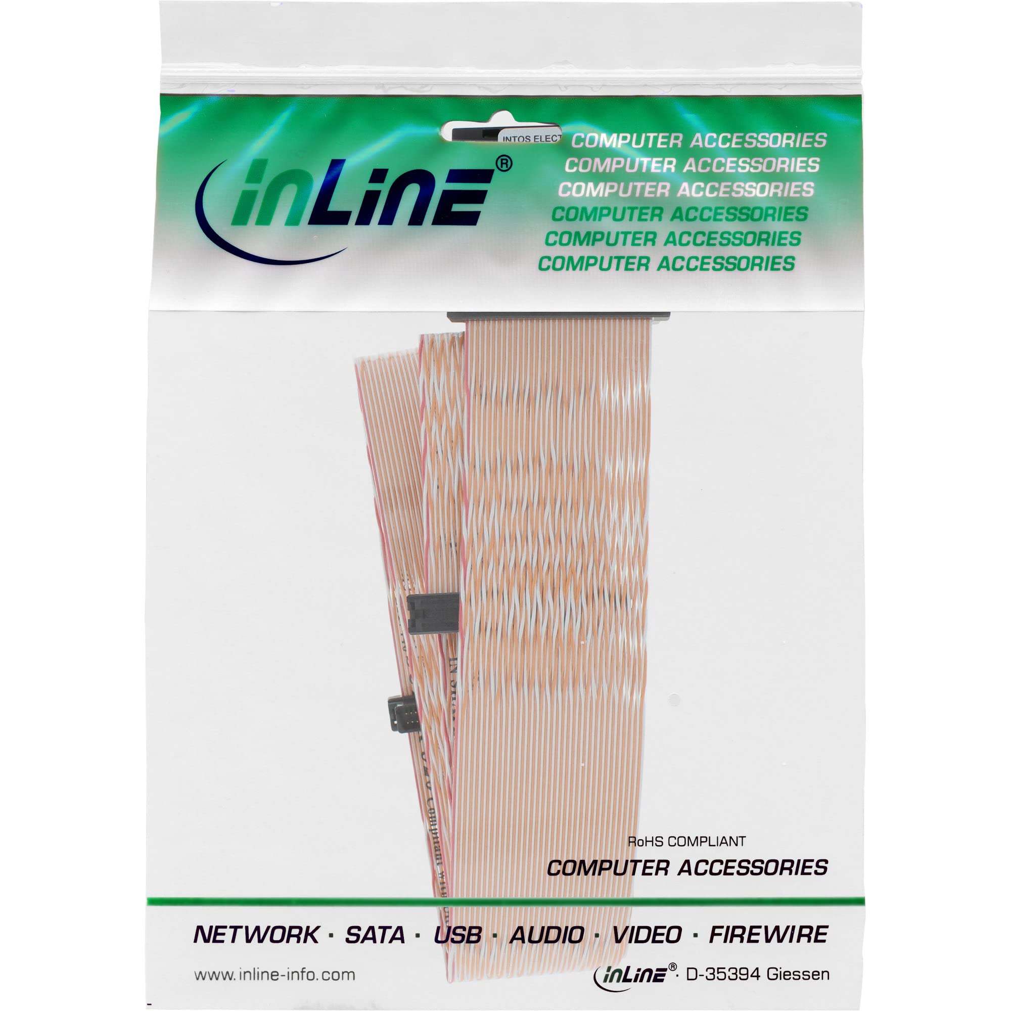 InLine 23857 Cavo SCSI U320 Piatto, 68Pin, 5 Connettori IDC, per 4 Periferiche, con Terminatore, Nero