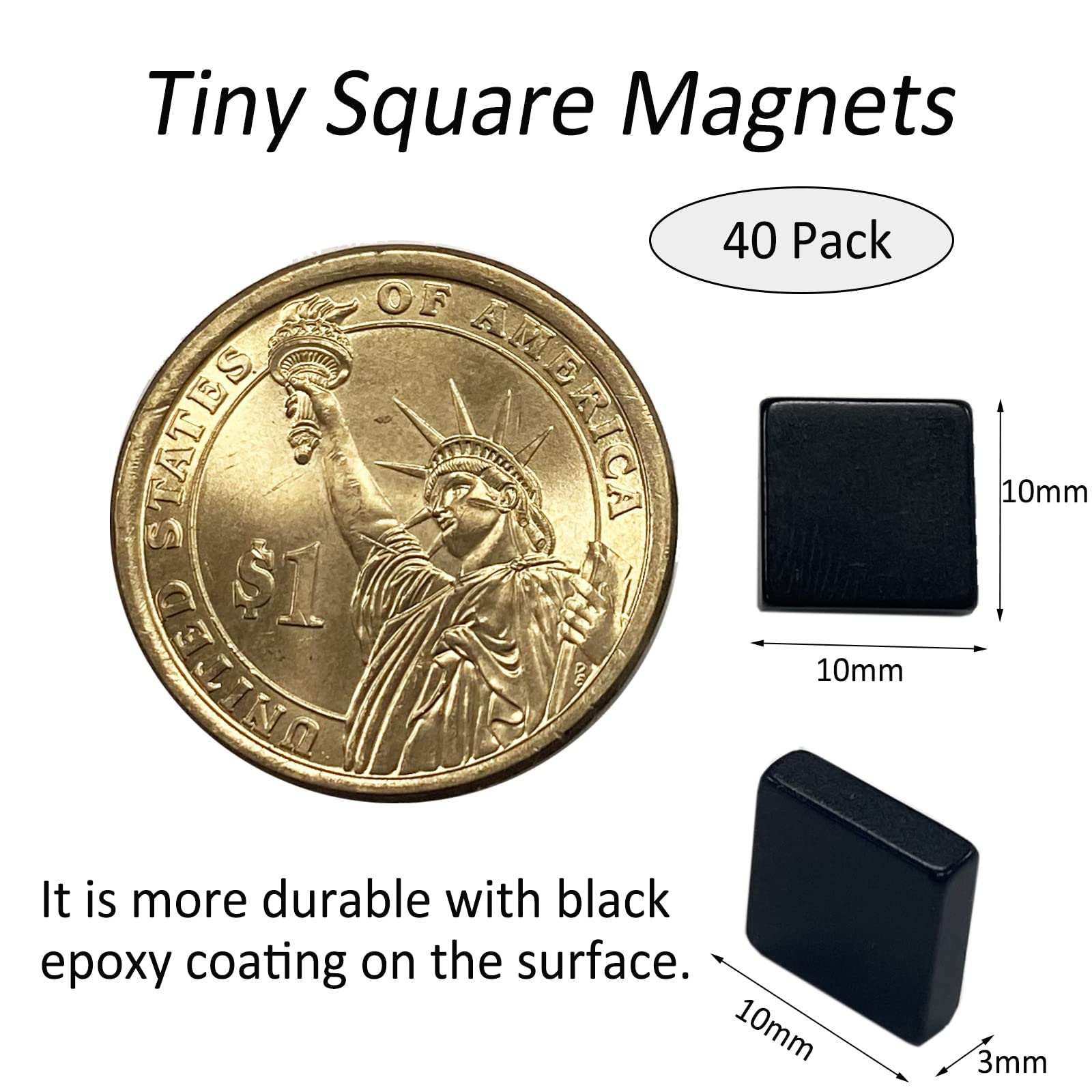 40 Pack Small Square Magnets,Rare Earth Strong Neodymium Magnets 10x10x3mm — Amazon image 3