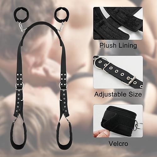 Miniatura 10 de BDSMS - Kit de restricciones para la cama, sistema de retención de la pierna del muslo de la muñeca y el tobillo de la mano y el tobillo de la cama
