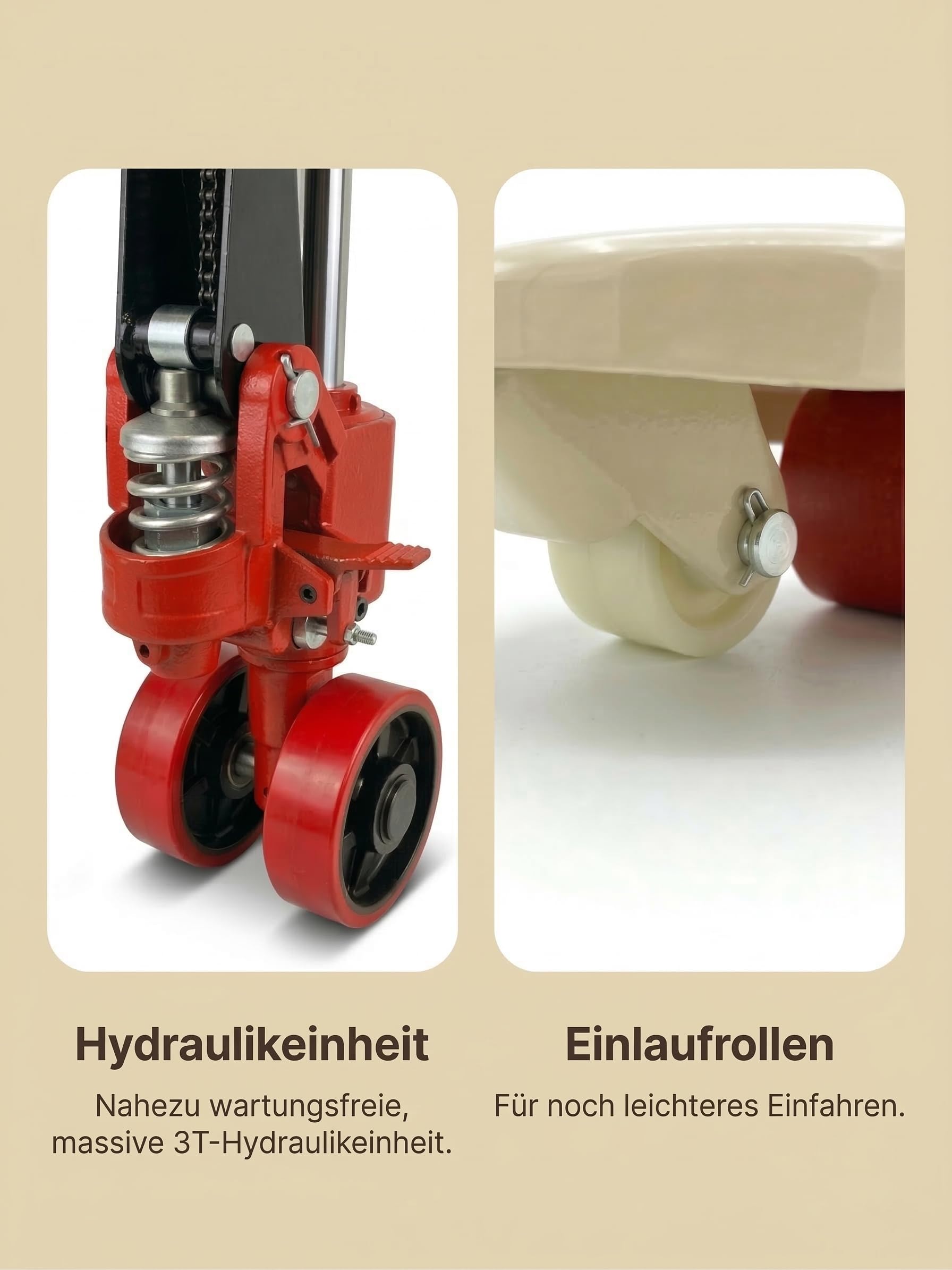 One Hubwagen 2500 kg und 1150 mm Gabellänge PU Rollen Handhubwagen Palettenwagen Gabelhubwagen aus Stahl, Polyurethan (Nylon-Rollen, 1150 Millimeter)