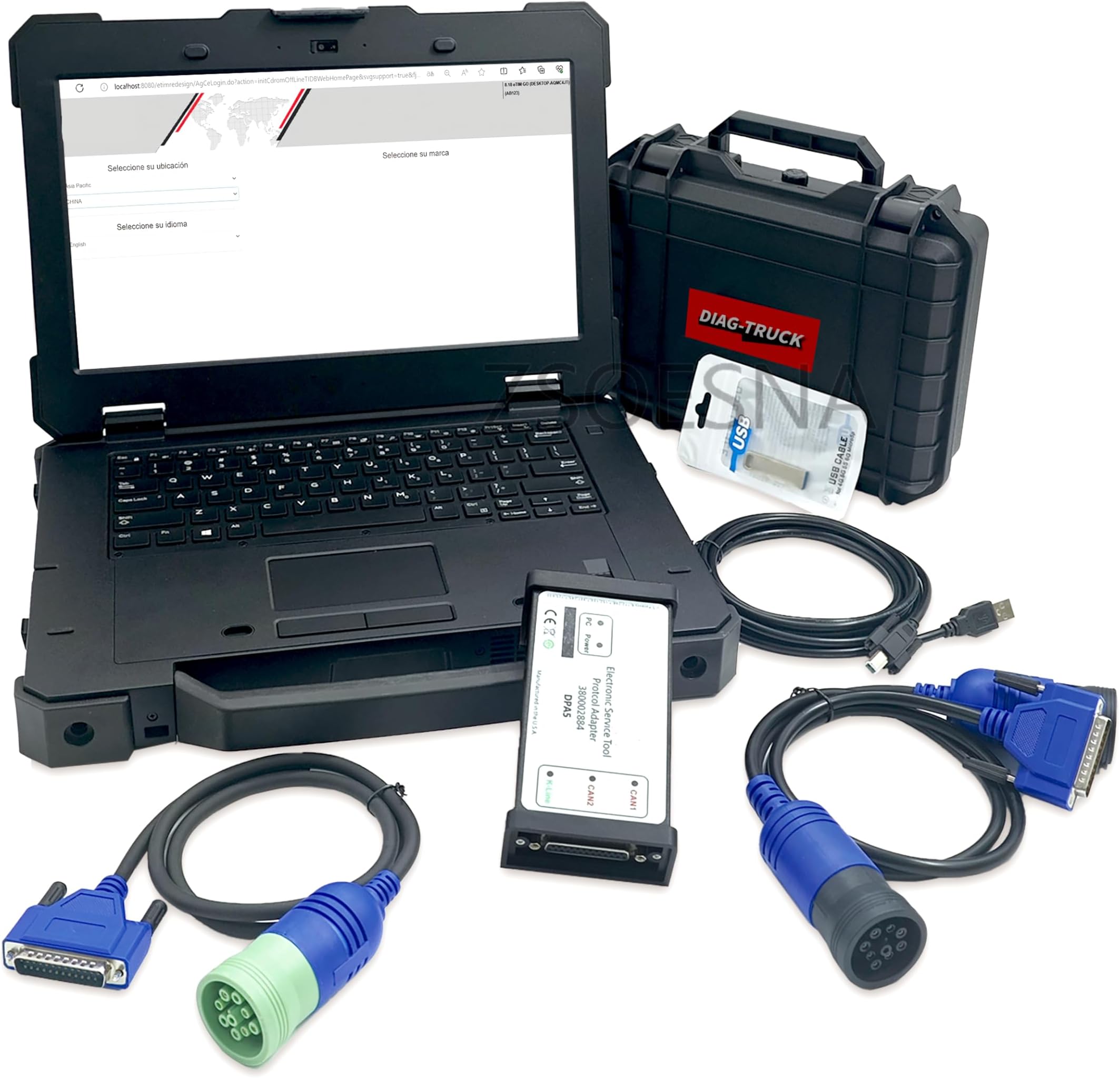 EST V8.6 V9.5 DPA5 Diagnostic Tool Kit for New Holland Electronic Service Tools 380002884 Dearborn Protocol Adapter 5 (Tools with Laptop DELLL)