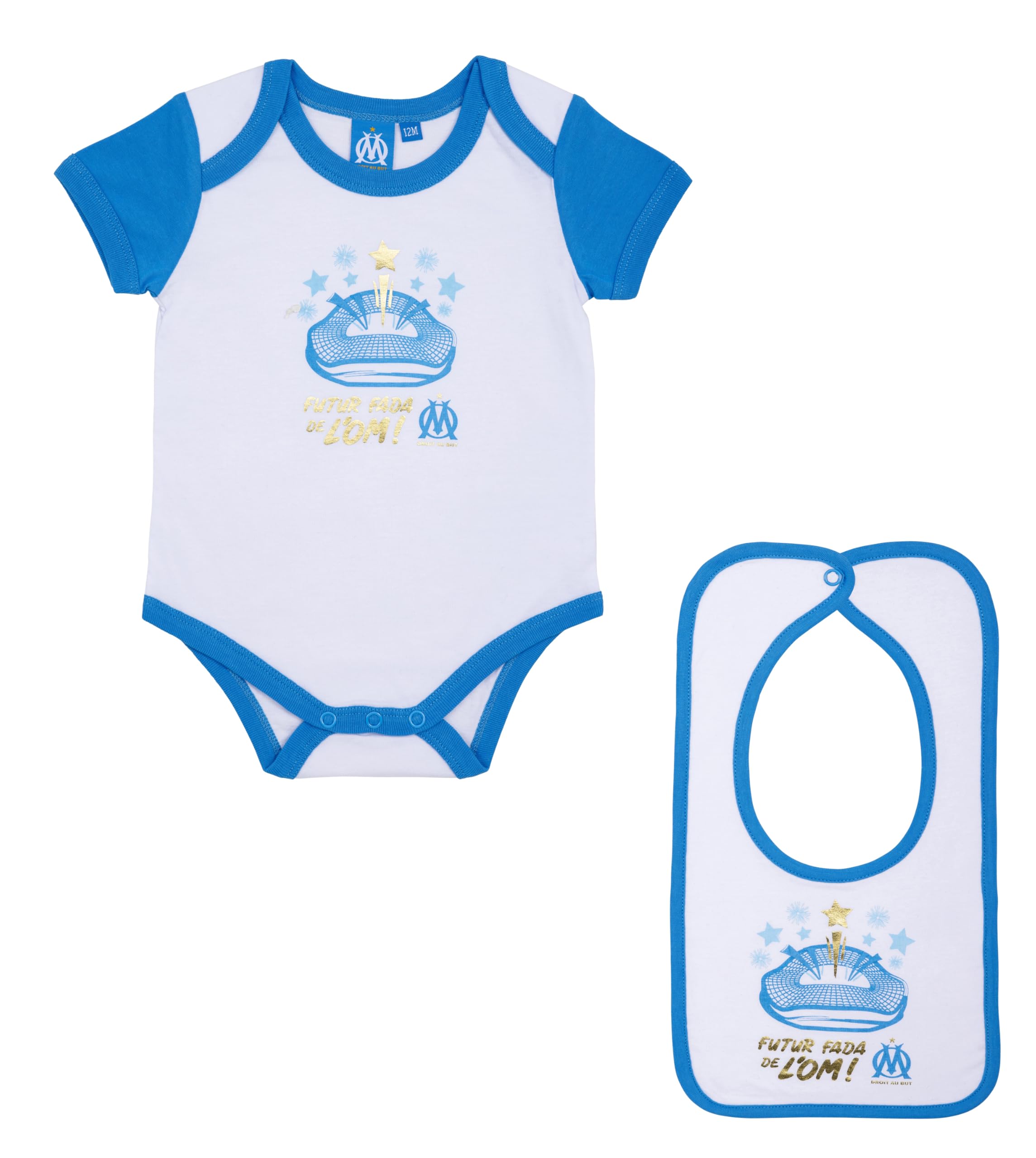 OLYMPIQUE DE MARSEILLE Body Bavoir bébé garçon Om - Collection Officielle