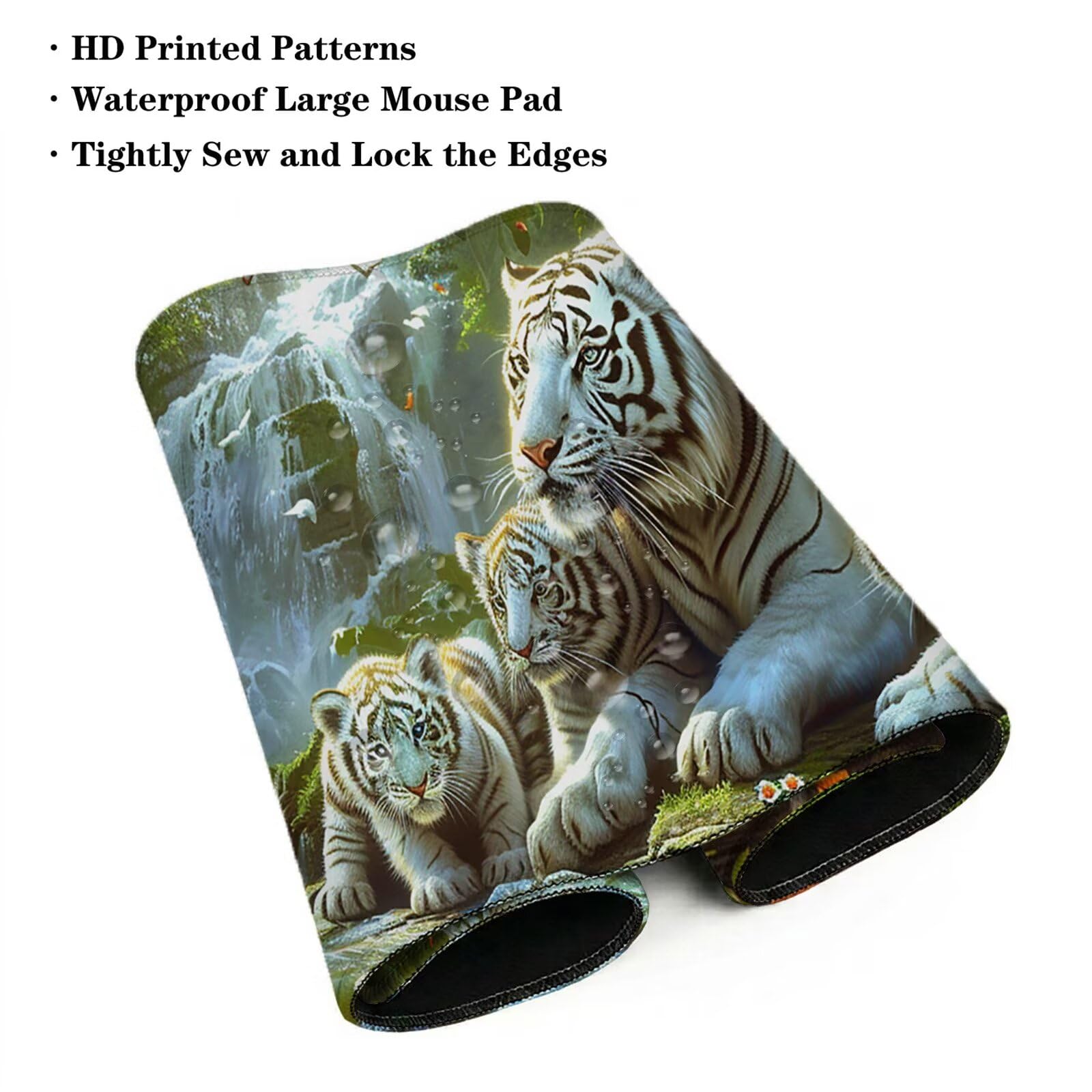 Alfombrilla Ratón XXL 1200 x 600 x 3 mm, Alfombrilla Escritorio, Caer Grande Protector de Mesa con Base de Goma Antideslizante y Bordes Cosidos, Impermeable, para Oficina, PC, Gaming (Tigre) L-x6150