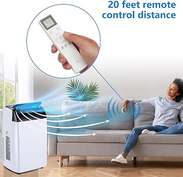 12000 BTU Portable Air Conditioners with Remote Control, 3-in-1 Free Standing Cooling AC Unit with Fan & Dehumidifier, Cools Room up to 550 sq.ft, Smart/Sleep Mode