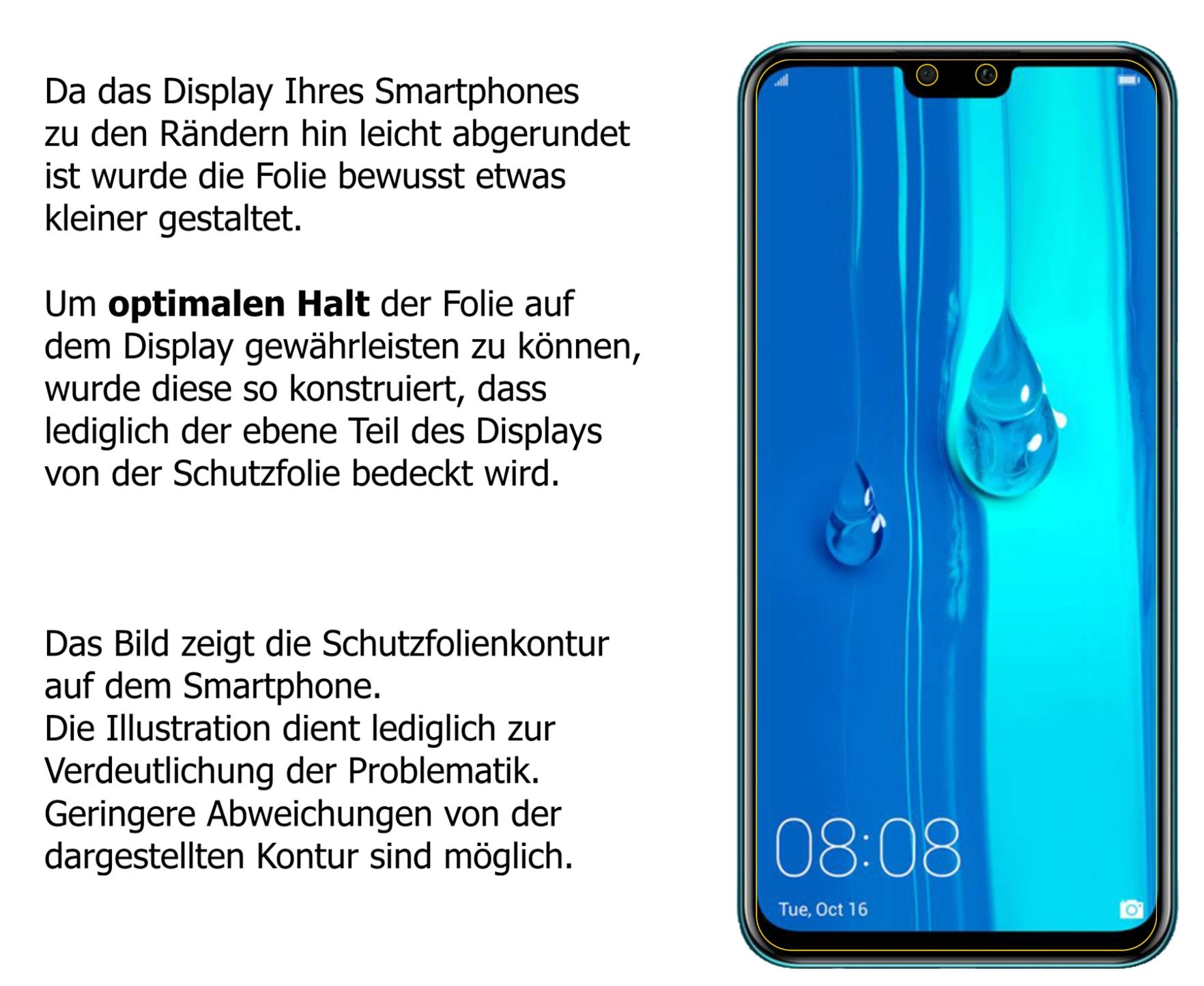 Dipos Pellicola Protettiva Per Huawei Y7 2019: 2x Cristallo Trasparente Made In Germany - 4