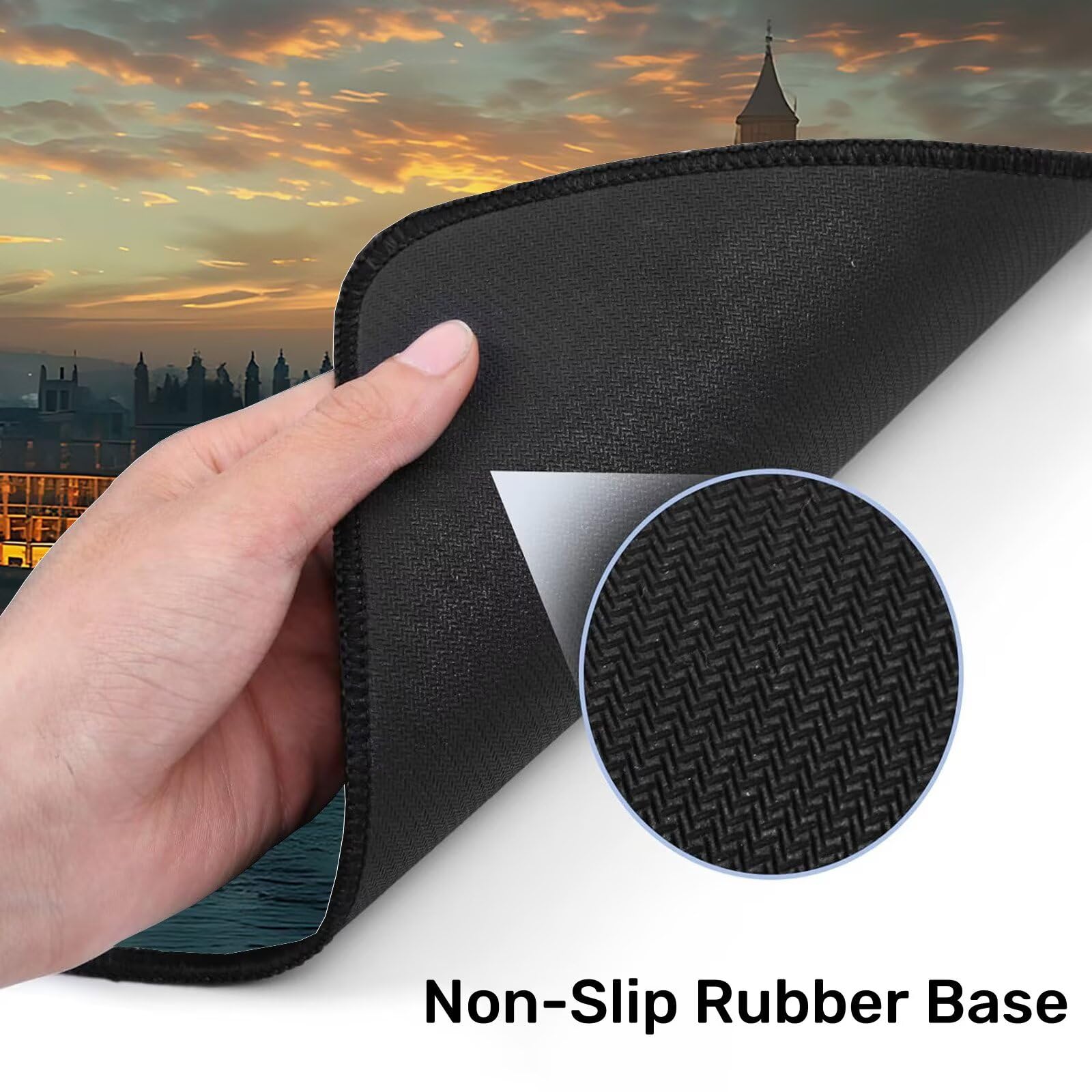Tapis de Souris de Jeu, Londres Tapis de Souris XXL 900x400x4 mm, Sous-Main Bureau Paysage avec Base en Caoutchouc Antidérapant et Imperméable, Surface Lisse Améliorez la Précision et la Vitesse, V-3