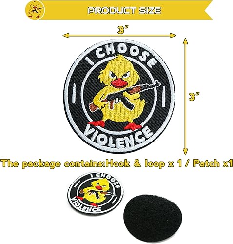 Miniatura 6 de XMJY Parche con texto en inglés "I Choose Violence, parche bordado de 3 pulgadas con gancho y bucle, divertido parche de moral para mochilas